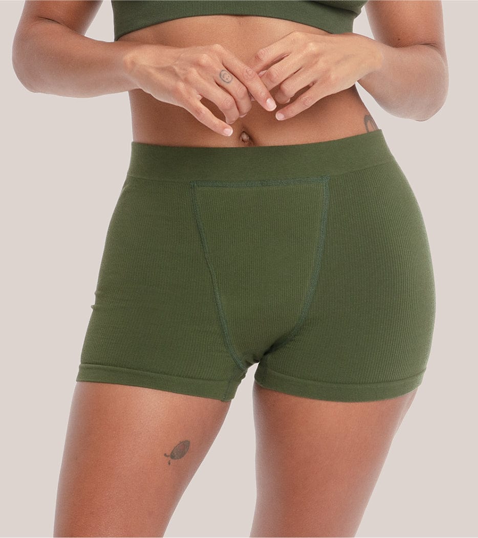 Seamless Ribbed Boxer Short - Forest green