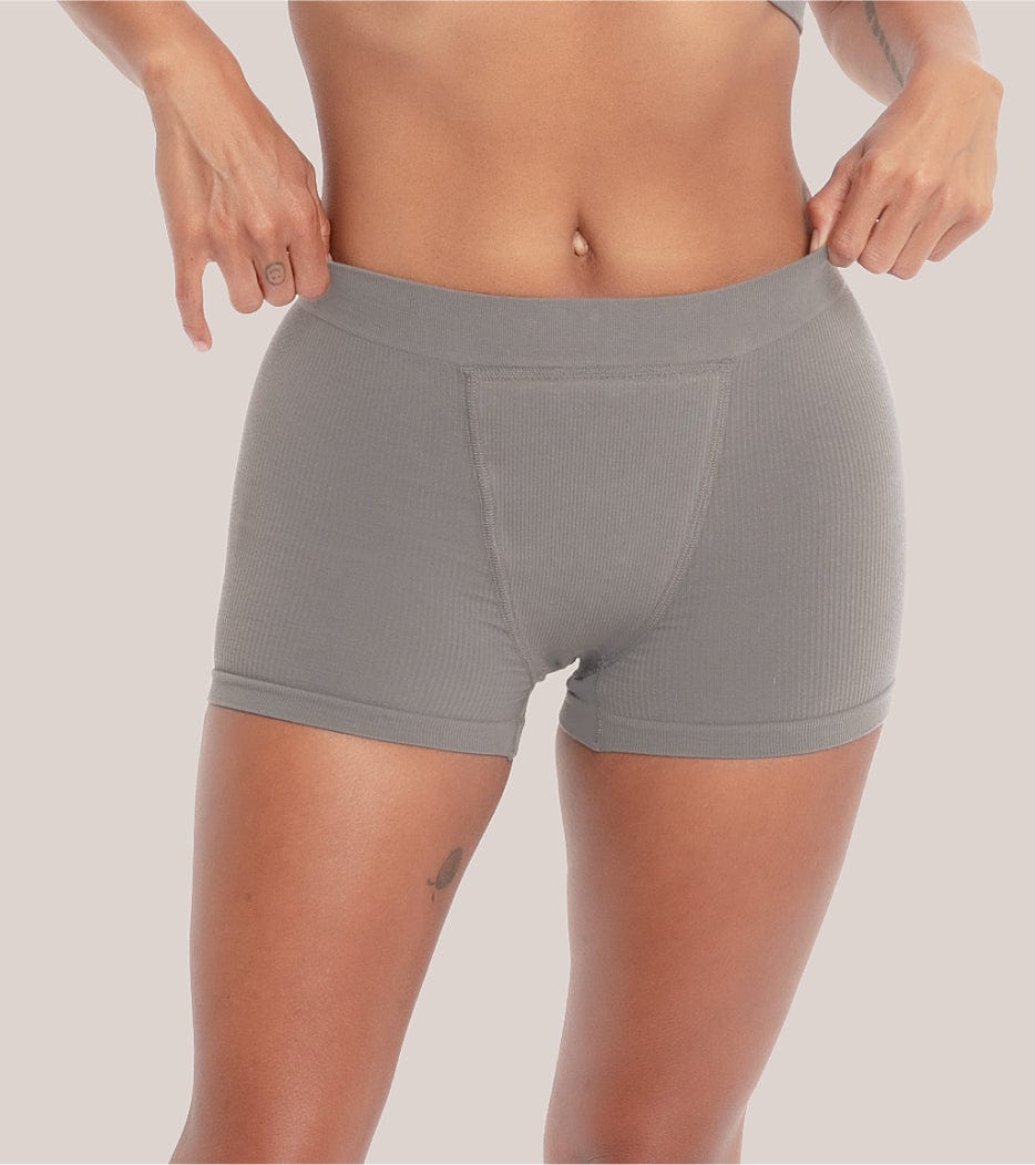 Seamless Ribbed Boxer Short - Graphite