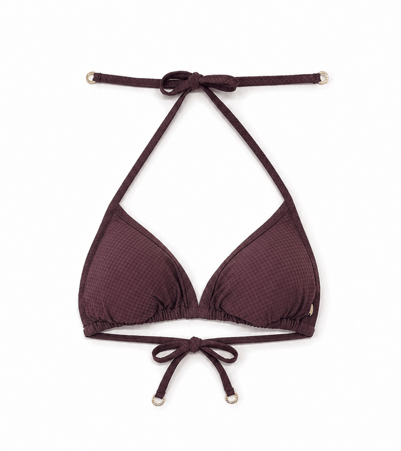 Swimwear - Waffle - Triangle - Top - Brown