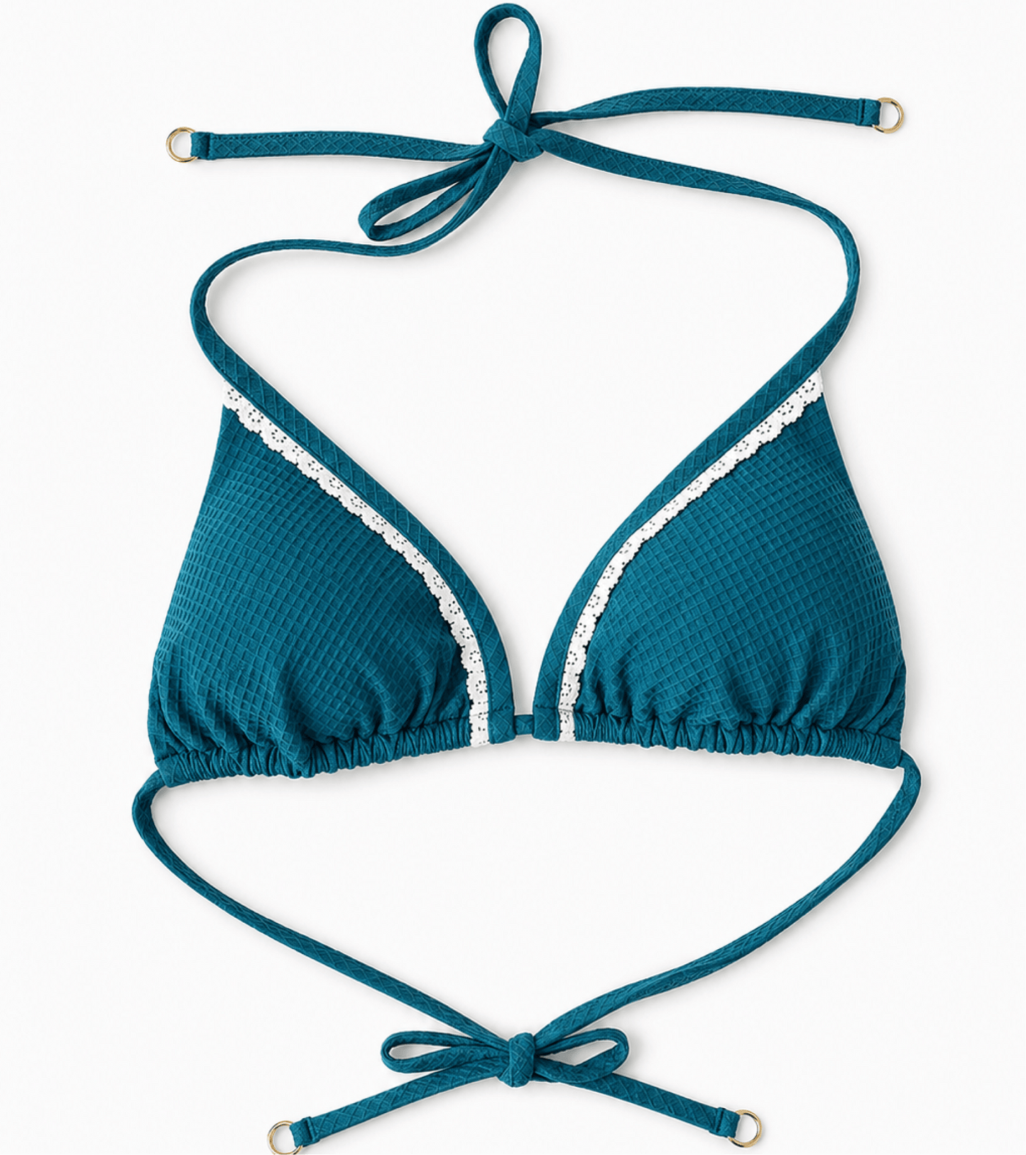 Swimwear - Waffle - Triangle - Top - Teal
